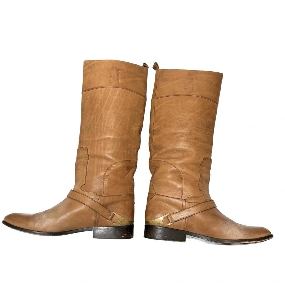 Golden Goose Brown‎ Leather Charyle Knee-High Boots Sz 40/ 9 US